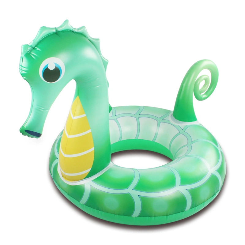 PVC Summer Outdoor Water Swimming Pool Play Equipment Inflatable Glitter Seahorse Swim Ring