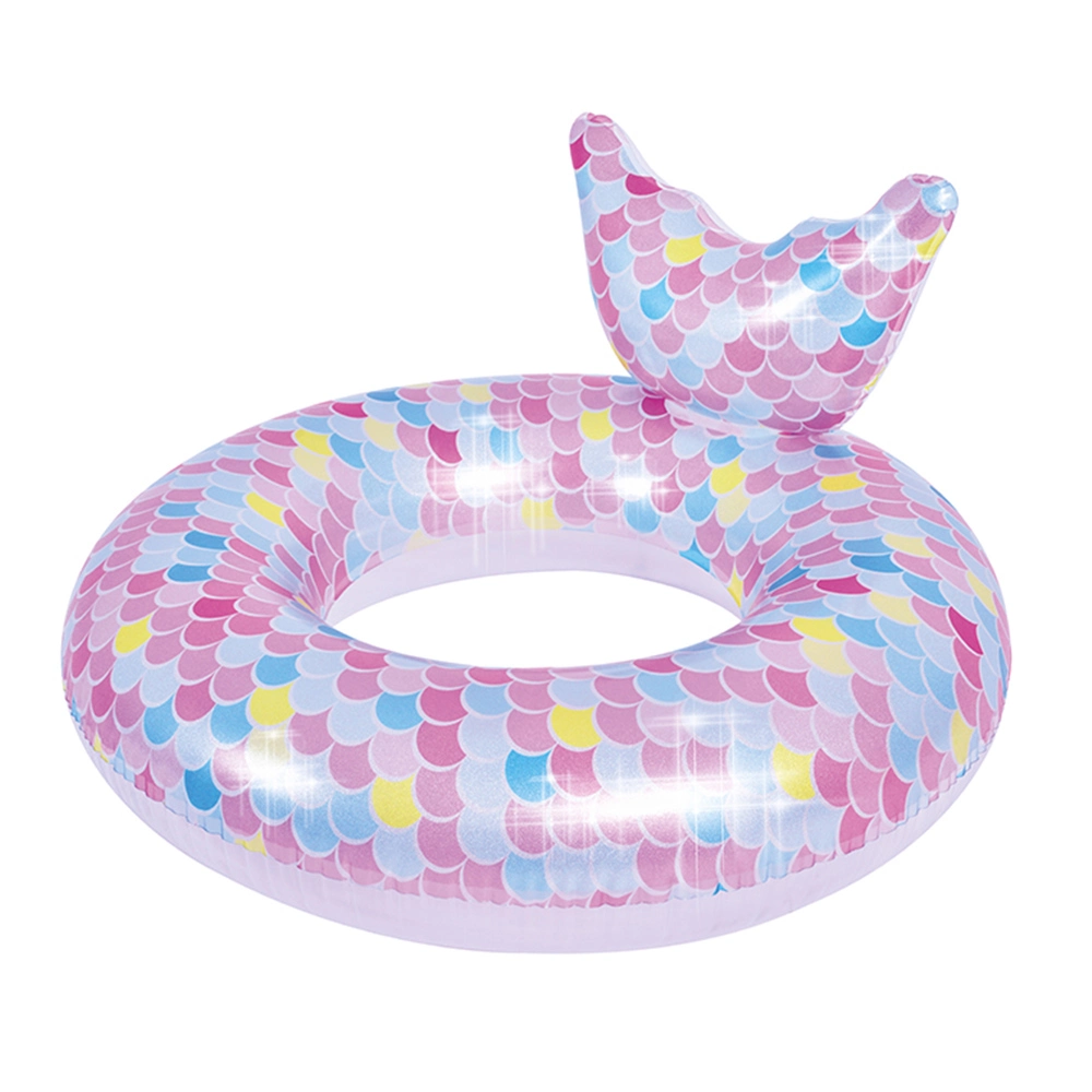 106cm Swim Rings for Adults Sparkling Scales Inflatable PVC Swimming Ring Floating Tube