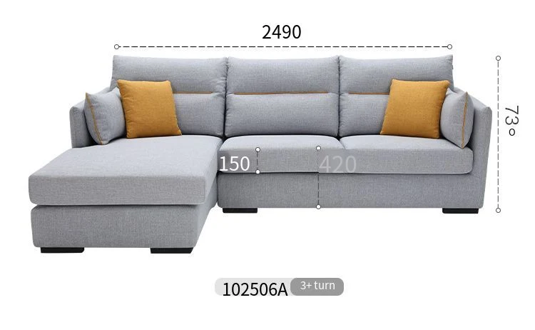 Quanu 102506 Factory Price Modern L Shape Living Room Fabric Sofa Sets Furniture Designs